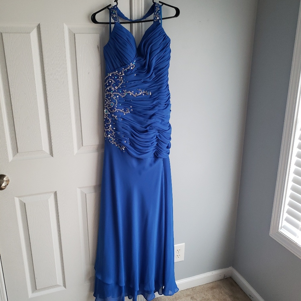 Royal Blue Chiffon Formal Gown